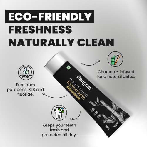 DENCRUS: Charcoal Toothpaste | Fluoride-Free | 100gm