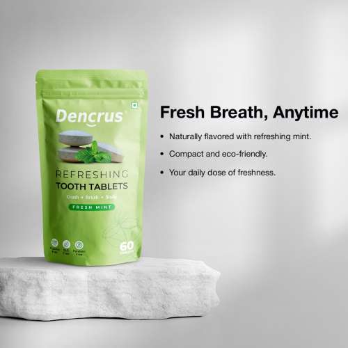 DENCRUS: Tooth Tablets | REFRESHING MINT Flavour | 60 Tablets