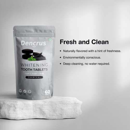 DENCRUS: Tooth Tablets | WHITENING CHARCOAL Flavour| 60 Tablets