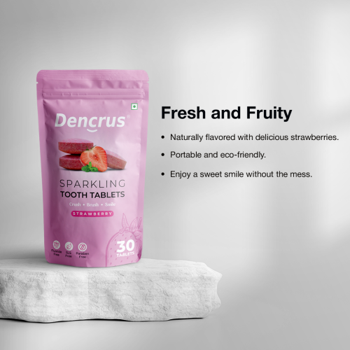 DENCRUS: Tooth Tablets | STRAWBERRY Flavour  | 30 Tablets