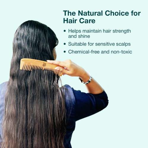 IMECO: Dual Tooth Neem Wood Comb | Neem Comb For All Hair Types | Unisex | Pack of 1