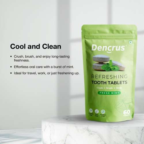 DENCRUS: Tooth Tablets | REFRESHING MINT Flavour | 60 Tablets