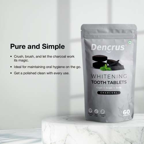 DENCRUS: Tooth Tablets | WHITENING CHARCOAL Flavour| 60 Tablets