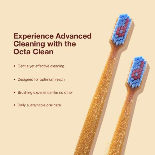 DENCRUS: Octa Clean Eco-Friendly Toothbrush | Octagonal Handle With Soft Bristles | Pack of 3