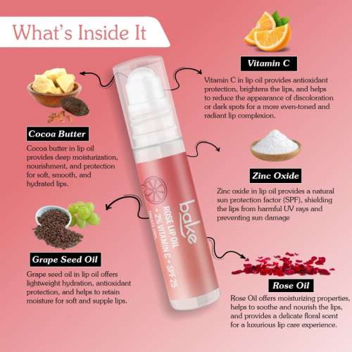 Bake Cosmetics: Vitamin C Rose Tinted Lip Balm Oil SPF 25 PA