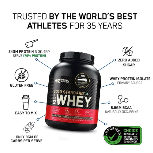 Optimum Nutrition: Gold Standard 100% Whey Protein Powder - 2lbs - Double Rich Chocolate