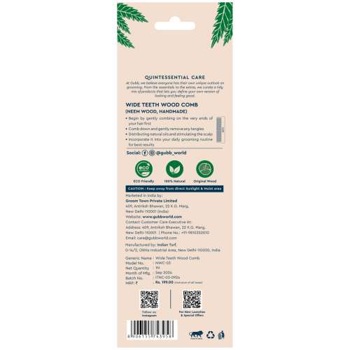 GUBB: Wide Teeth Neem Comb