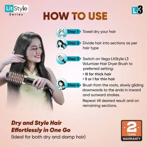 VEGA: LitStyle L3 Volumizer Hair Dryer Brush