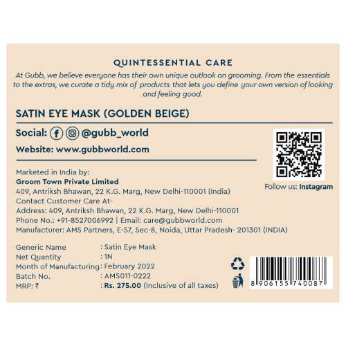 GUBB: Satin Eye Mask (Golden)