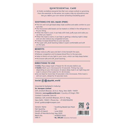 GUBB: Soothing Gel Eye Mask (Pink)