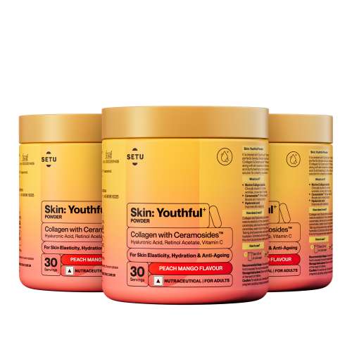 SETU: Youthful with 8g Marine Collagen + Ceramosidesâ„¢ for 4X Faster Hydration | Supplement to Reduce Wrinkles, Fine Lines & Support Healthy Skin | Collagen Powder For Women & Men | (90 Servings)