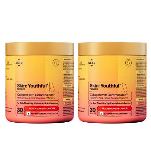 SETU: Youthful with 8g Marine Collagen + Ceramosides™ for 4X Faster Hydration | Supplement to Reduce Wrinkles, Fine Lines & Support Healthy Skin | Collagen Powder For Women & Men | (60 Servings)