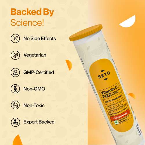 SETU: Setu Vitamin C: Fizz (15 Effervescent Tablets) | Supplements for Women & Men | Antioxidant-Rich to Helps Boost Immunity in Adults With Vitamin C Complex, Amla & Zinc (Orange)