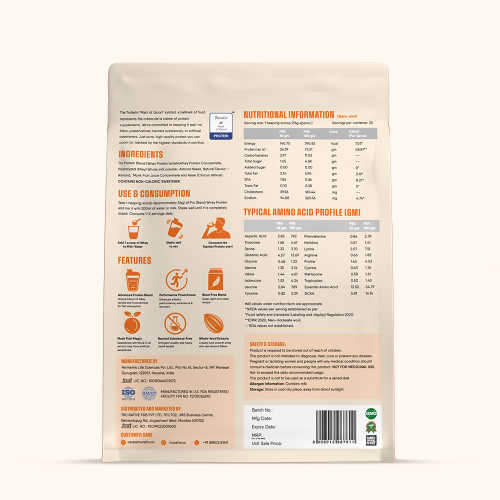 TruNativ: Whey protein powder | Blend with Isolate and Concentrate | 26g Protein | 6g BCAA | No added Sugar| Kesar Badam (907g / 2lbs)