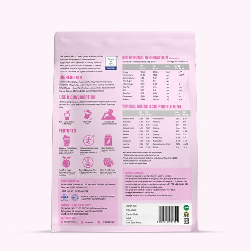 TruNativ: Whey protein powder | Blend with Isolate and Concentrate | 26g Protein | 6g BCAA | No added Sugar |Rose Milk (907g / 2lbs)
