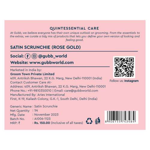 GUBB: Satin Scrunchie Rose Gold