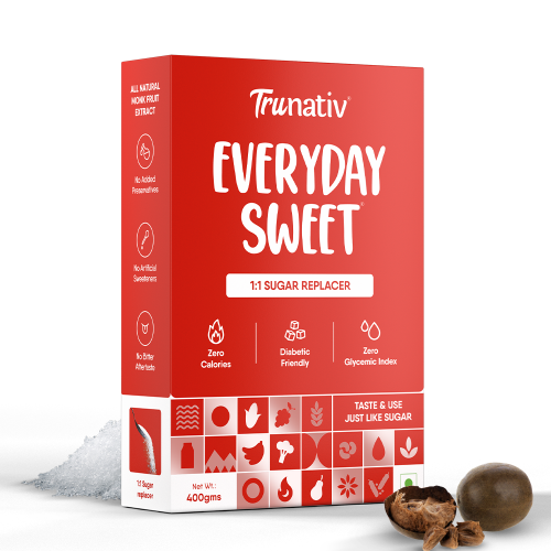 TruNativ: Everyday Sweet | Monkfruit Sweetener Powder | Zero-Calorie Sugar Substitute | 1:1 Sugar Replacer for Cooking & Baking | Diabetic & Keto Friendly | 400gm (Pack of 1)