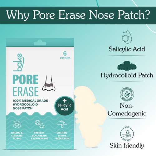 Bake Cosmetics: 2% Salicylic Acid Nose Patch for Pore Cleansing, Blackhead Removal and Sebum Control with Hydrocolloid â€“ Pack of 6 Strips