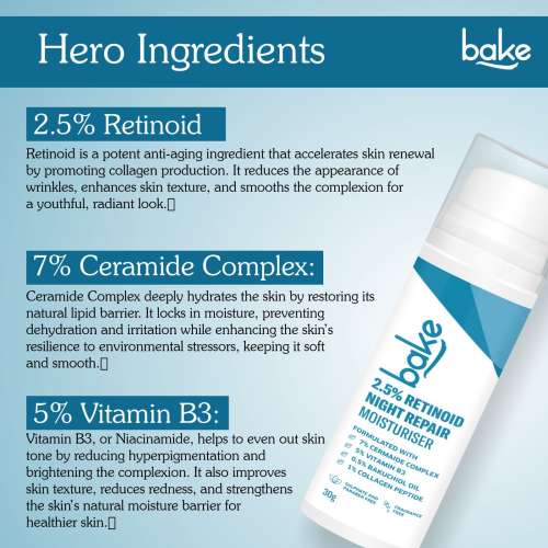 Bake Cosmetics: Retinol Night Cream with 2.5% Retinoid 30ml