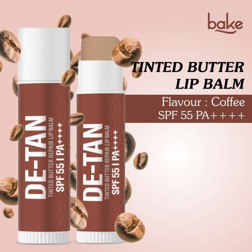 Bake Cosmetics: De-Tan Tinted Butter Lip Balm SPF 55 PA++++ with Kojic Acid, Alpha Arbutin & Lactic Acid 24 Hours Moisturization 5ml