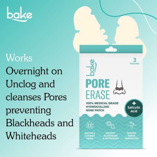 Bake Cosmetics: 2% Salicylic Acid Nose Patch for Pore Cleansing, Blackhead Removal and Sebum Control with Hydrocolloid â€“ Pack of 3 Strips