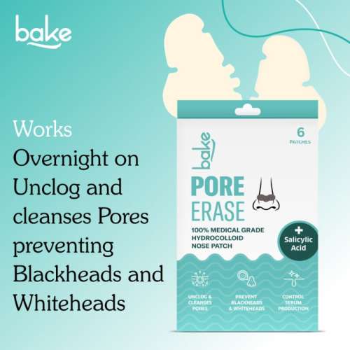 Bake Cosmetics: 2% Salicylic Acid Nose Patch for Pore Cleansing, Blackhead Removal and Sebum Control with Hydrocolloid â€“ Pack of 6 Strips