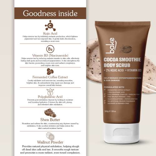 Bake Cosmetics: 2% Kojic Acid Cocoa Smoothie Body Scrub 200ml