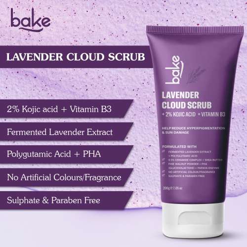 Bake Cosmetics: 2% Kojic Acid Lavender Cloud Body Scrub 200ml