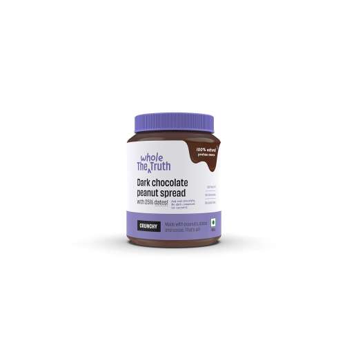 The Whole Truth: Supersaver Pack  Dark Chocolate Peanut Butter  925 g  Crunchy  No Added Sugar  No Artificial Sweeteners  No Gluten  No Preservatives  100% natural protein source