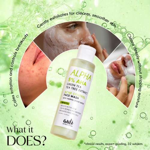 AULI: Alpha AHA 5% and Green Tea No Foaming Face Wash for all skin types - 210ml