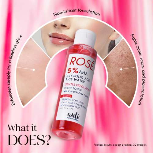 AULI: Rose AHA 5% and Rose Water Deep Exfoliating Toner - 210ml