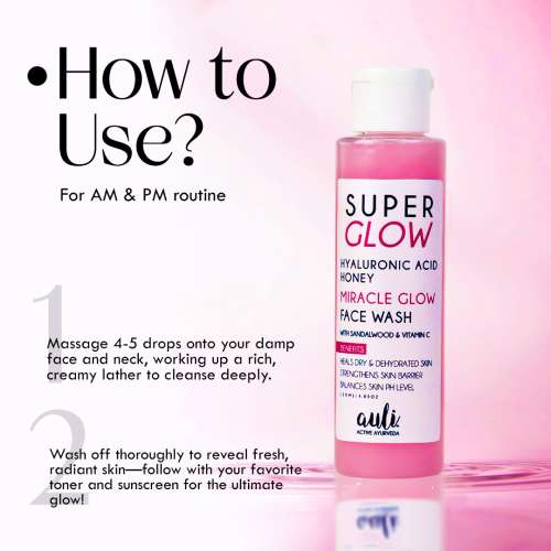 AULI: Super Glow Hyaluronic Acid and Sandalwood Face Wash - 210ml