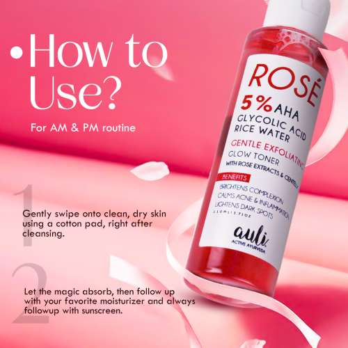 AULI: Rose AHA 5% and Rose Water Deep Exfoliating Toner - 210ml