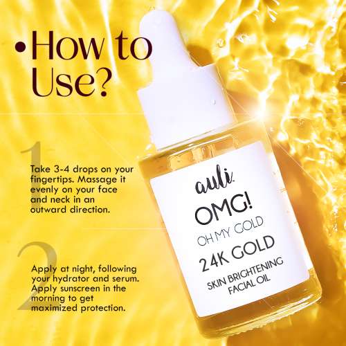 AULI: OMG Pure Rosehip and 24K Gold Flakes induced Facial Oil - 30ml