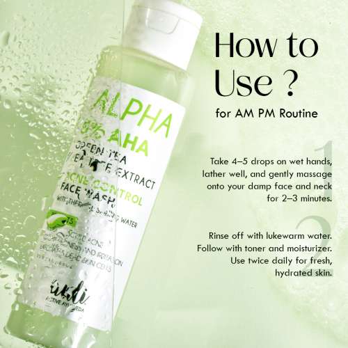 AULI: Alpha AHA 5% and Green Tea No Foaming Face Wash for all skin types - 210ml