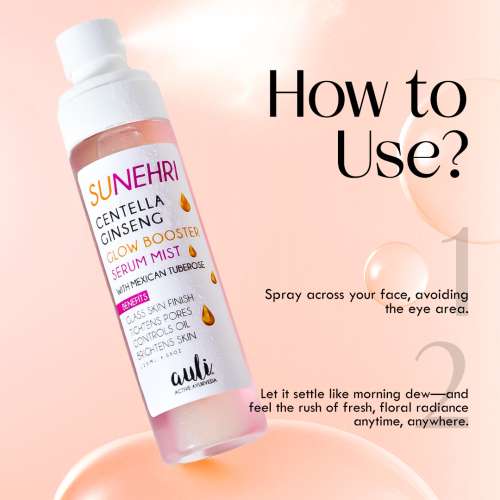 AULI: Sunehri Glow Booster Serum Mist – 24H Hydration & Glass Skin Finish 120ml