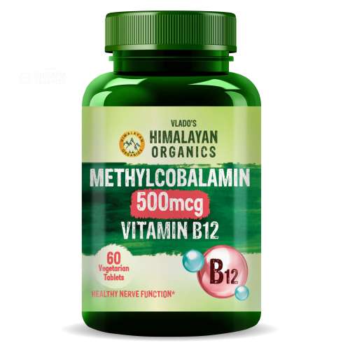 Vlado's Himalayan Organics: Vitamin B12 Supplements 500 mcg - Methylcobalamin B12 Vitamin Tablets - 60 Veg Tablets