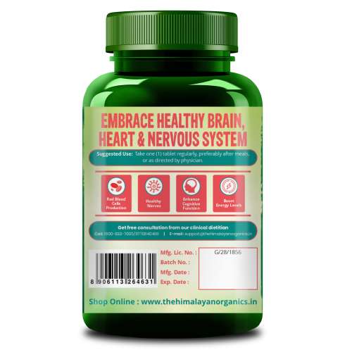 Vlado's Himalayan Organics: Vitamin B12 Supplements 500 mcg - Methylcobalamin B12 Vitamin Tablets - 60 Veg Tablets