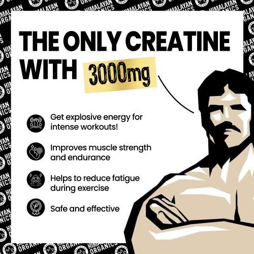Vlado's Himalayan Organics: Pure Micronised Creatine Monohydrate Powder I Pre/Post Workout Supplement - 33 Servings