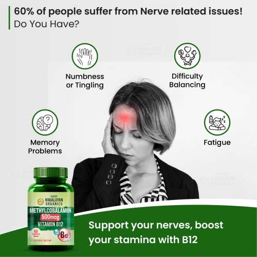 Vlado's Himalayan Organics: Vitamin B12 Tablets 1500 mcg -Active form of Methylcobalamin Vitamin B12 Supplements - 60 Veg Tablets