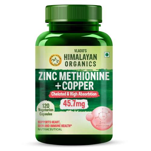 Vlado's Himalayan Organics: Zinc Methionine Chelated Copper | Support Healthy Immune - 120 Veg Capsules