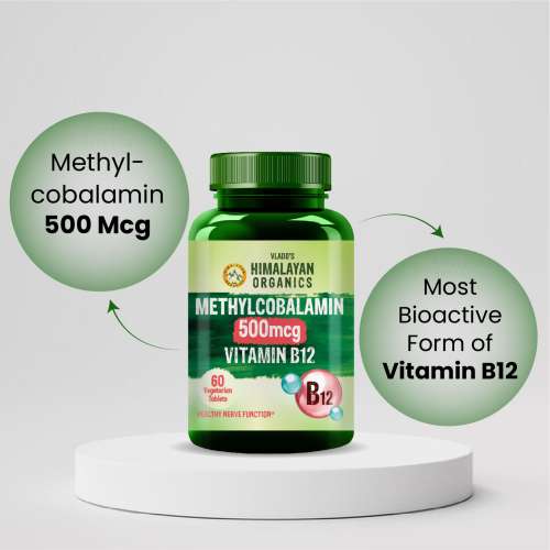 Vlado's Himalayan Organics: Vitamin B12 Tablets 1500 mcg -Active form of Methylcobalamin Vitamin B12 Supplements - 60 Veg Tablets