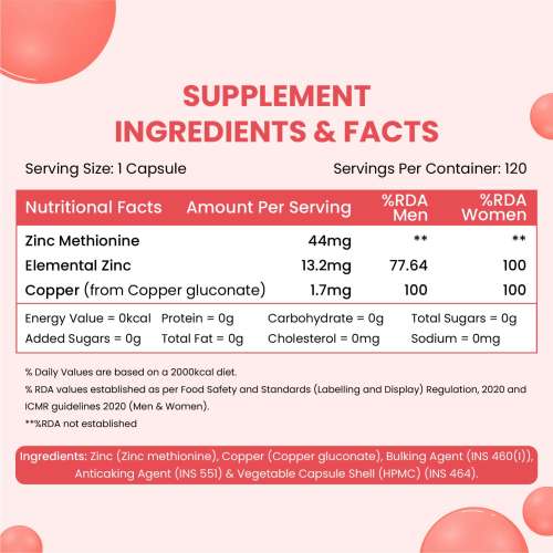 Vlado's Himalayan Organics: Zinc Methionine Chelated Copper | Support Healthy Immune - 120 Veg Capsules