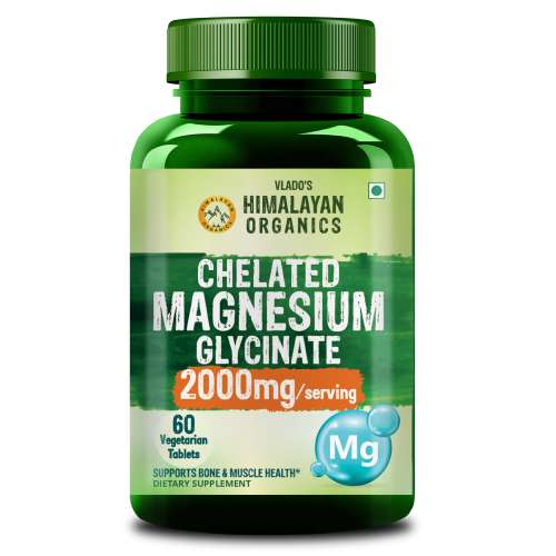 Vlado's Himalayan Organics: Chelated Magnesium Glycinate Supplement 2000mg Per Serving - 60 Veg Tablets