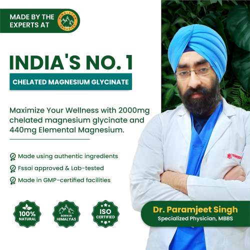 Vlado's Himalayan Organics: Chelated Magnesium Glycinate Supplement 2000mg Per Serving - 60 Veg Tablets