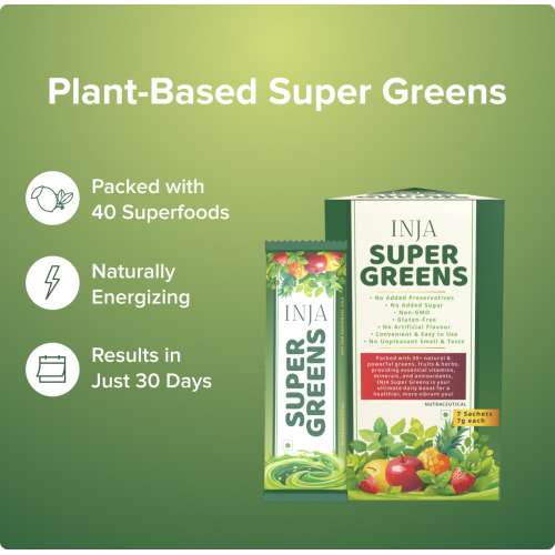 INJA Wellness: Super Greens |Complete Daily Greens for Men & Women | 7 Sachets
