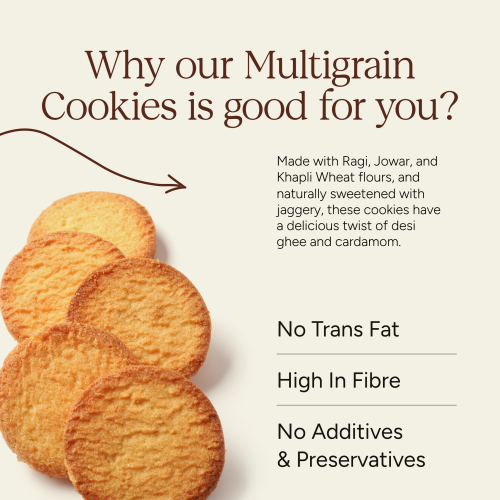 Soil Origin: Multigrain Cardamom Cookies , Enriched By Ghee & Jaggery  100gm