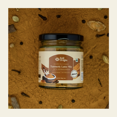 Soil Origin: Turmeric Latte Mix with Ashwagandha (Golden Milk Powder) 100gm