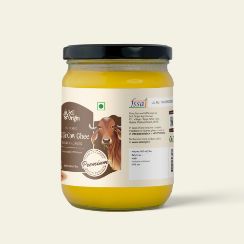 Soil Origin: A2 Gir Cow Ghee (Bilona Churned)  250ml