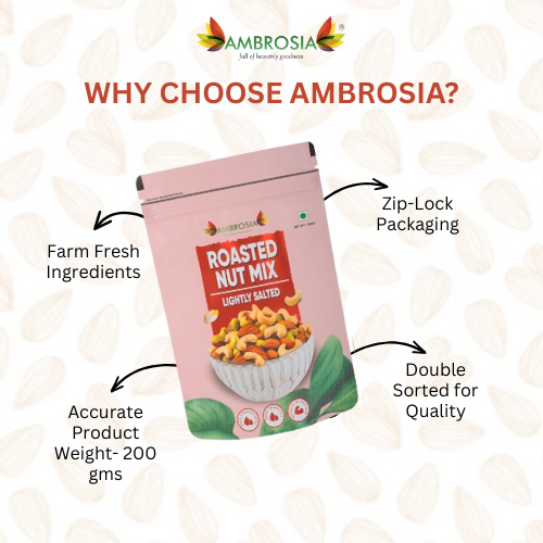 Ambrosia: Roasted Nut Mix, Lightly Salted, Premium Mixed Nuts 200gm